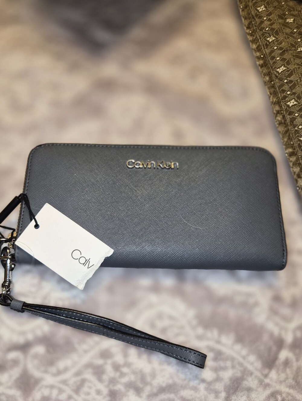 Calvin Klein Charcoal Zip Wallet Wristlet